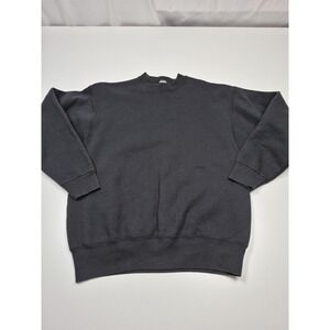 Vintage BVD Sweatshirt Mens L Black Crewneck Pullover Blank Fleece Made USA 90s